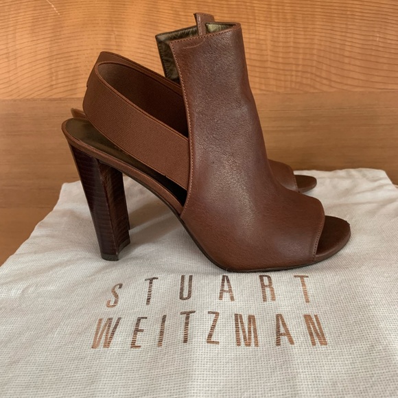 STUART WEITZMAN Fronton slingback peep-toe bootie w/dust bag and box size 7 - Picture 7 of 11